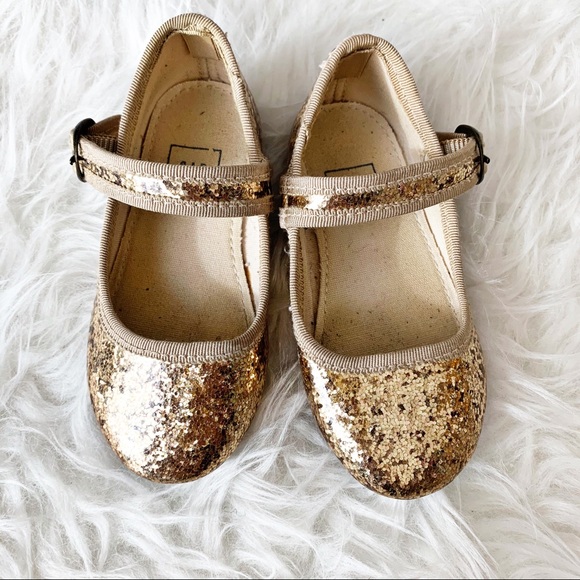 gold glitter mary jane shoes